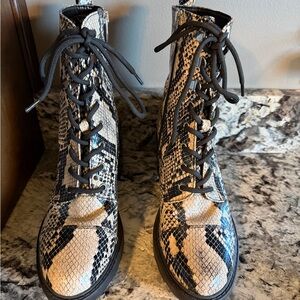 Marc Fischer Snakeskin Lace-Up Ankle Boots